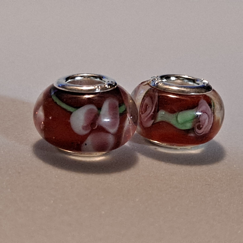 Elegant Floral Glass Bead Charm